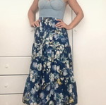 Floral Blue Dress With Denim Bust Like New, Size S