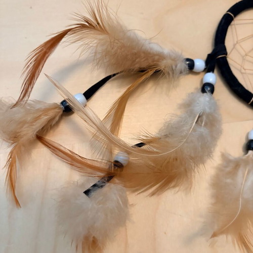Dreamcatcher Boho with Feathers and Beads like new, black and brown