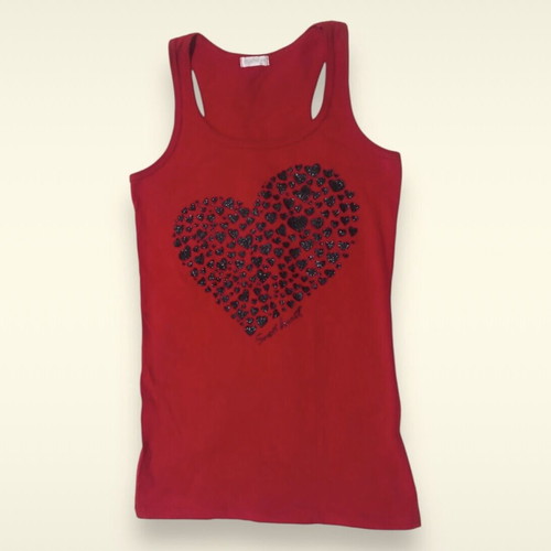 Oysho red tank top with heart print, like new, size S
