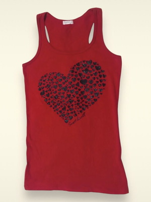 Oysho red tank top with heart print, like new, size S