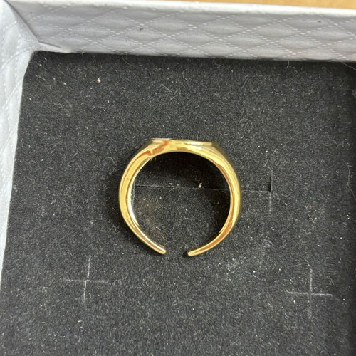 Metal Yin Yang ring with enamel 24mm new, gold color