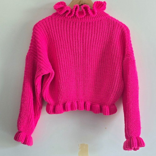 Fuchsia wool sweater crop top, size Small