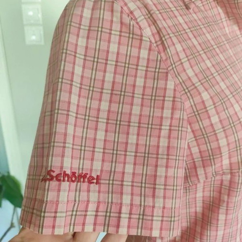 Schöffel pink women's shirt with check pattern like new, S/M