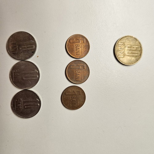 Romanian coins used, mostly from old currency