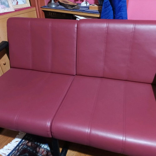 Preston leather two-seater sofas and armchair like new, bordeaux
