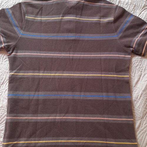 Polo shirt Tommy Hilfiger used, slim fit, brown with stripes