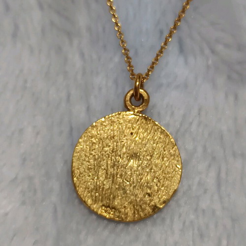 Silver Necklace 925 Yellow Gold Plated with Red Enamel and Crown New