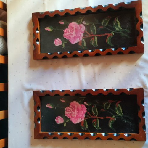 Embroidered handmade frames used, set of 2