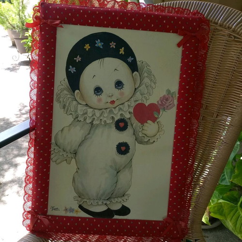 Children's room painting used with red lace frame