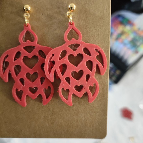 Red Turtle Earrings 3D print made to order