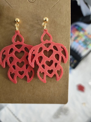Red Turtle Earrings 3D print made to order