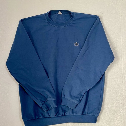 Men's blue crewneck sweatshirt like new with embroidered lion logo size L