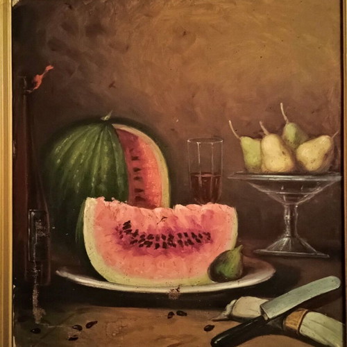 Painting on canvas used, fruit theme
