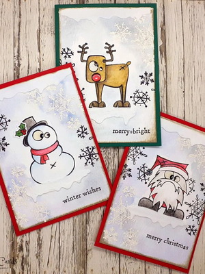 Handmade Christmas cards set of 3, new