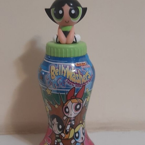 BellyWashers vintage collectible juice bottle 2002 used, The Powerpuff Girls