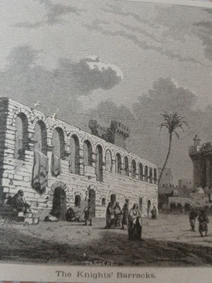Ξυλογραφία Ρόδος 1870 στρατόπεδο Ιπποτών μεταχειρισμένη