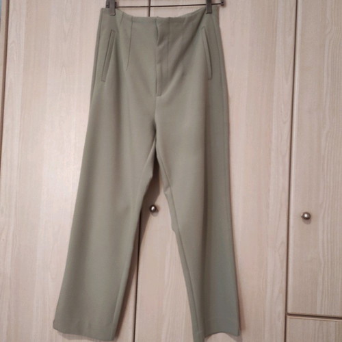 High-waisted pants used, size 42, green