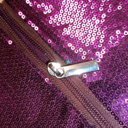 Benetton clutch bag with purple sequins new