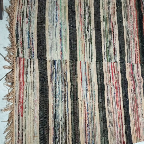 Traditional large woven rag rug, 3.05 x 1.20 m, vintage