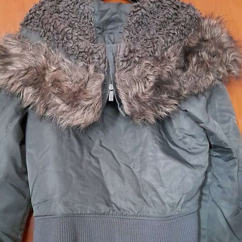 Zara Xdye khaki jacket with hood and fur like new