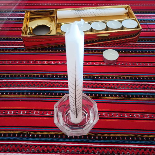 Candle set with glass base new