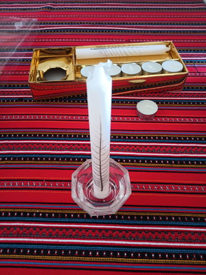 Candle set with glass base new