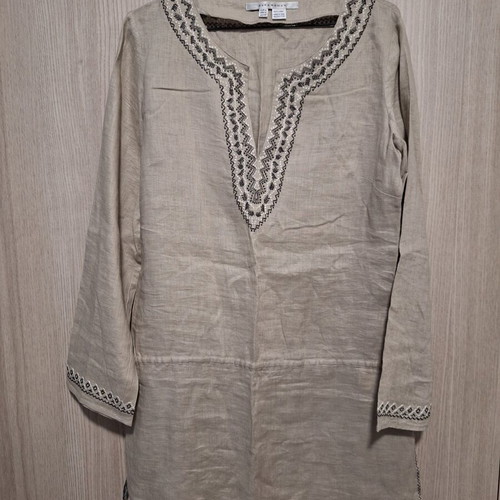 Zara Woman Beige Linen Tunic Kaftan Size M Like New