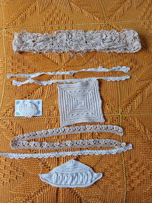Lace samples for knitting used