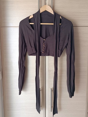 Bolero used brown with long ribbons, size S