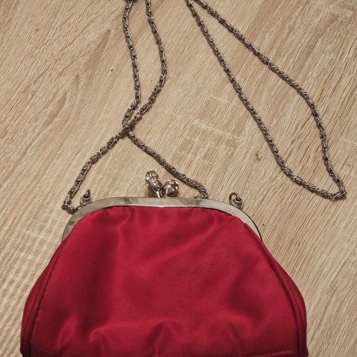 Evening bag used red satin Alexi Andrioti