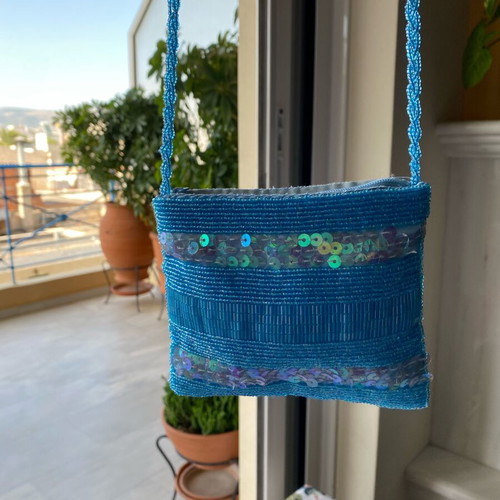 Happy children's hanging wallet bag like new turquoise