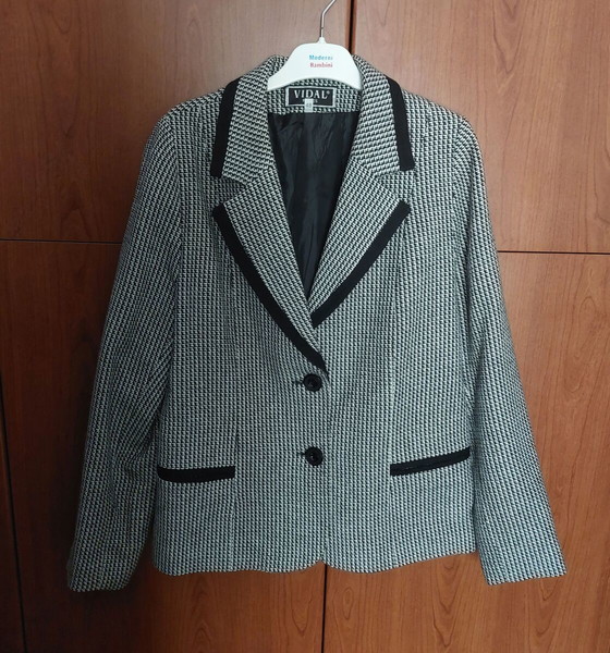 Σακάκι άσπρο με μαύρο, No Small (S)/ Medium (M)