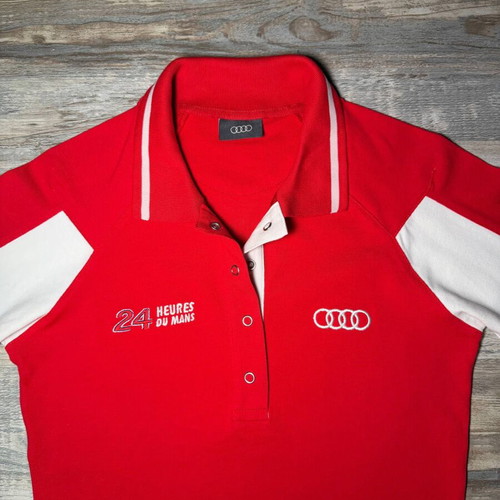 Audi 24 Heures du Mans polo shirt, red and white, cotton blend, size XS S