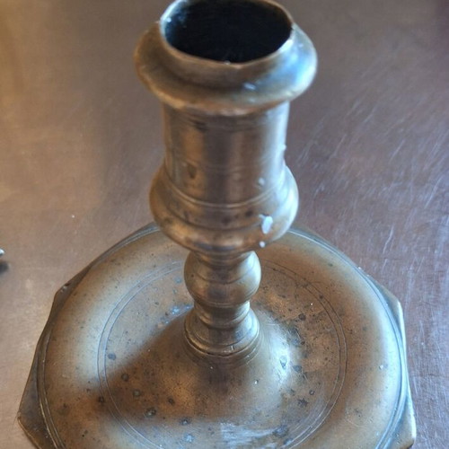 Vintage brass candlesticks used, set of 2 pieces