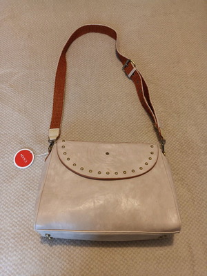 Doca crossbody bag new, beige and pink