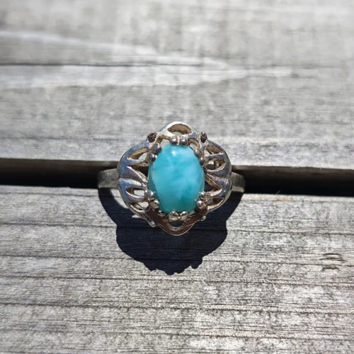 Silver ring with Larimar new, size 7