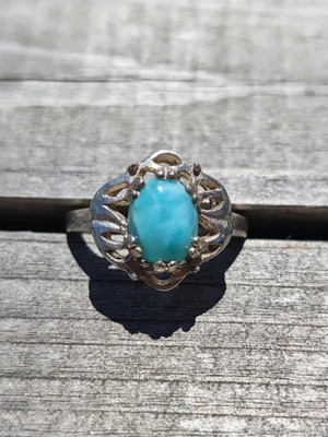 Silver ring with Larimar new, size 7