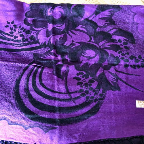 Pashmina purple with flower like new, 70% pashmina 30% silk