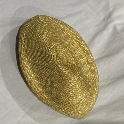 Button shape hat used, size 56-58cm, natural material with black stripe