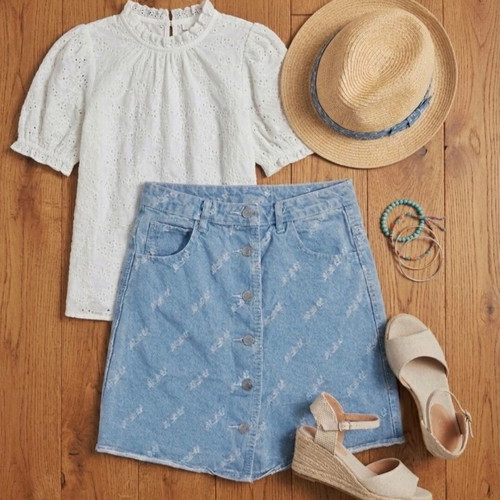 Mini denim skirt like new, size XS, blue-turquoise