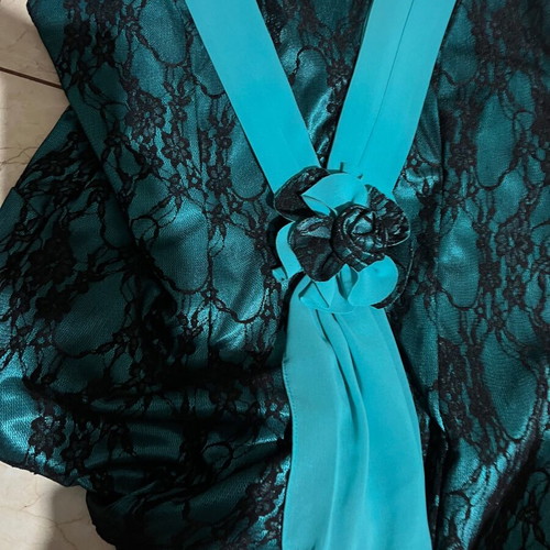 Lace formal dress like new, black and green
