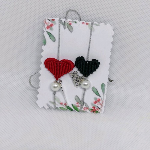 Macrame heart bracelet Christmas new with pearl and key