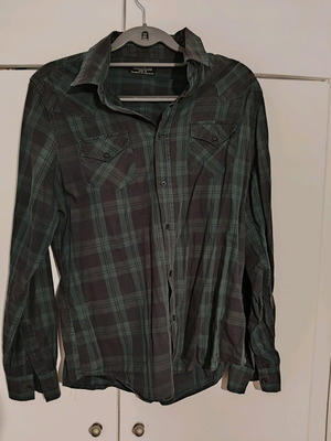 Calliope Man plaid shirt used, size M/L, green