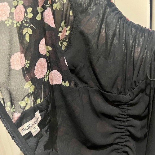 For love & lemons silk dress like new, black with floral print
