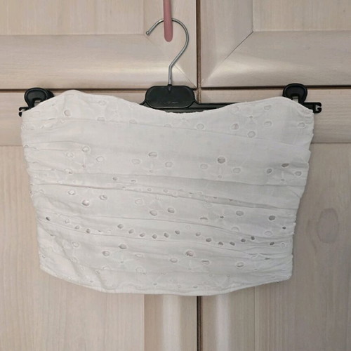 Zara white bustier with embroidery like new