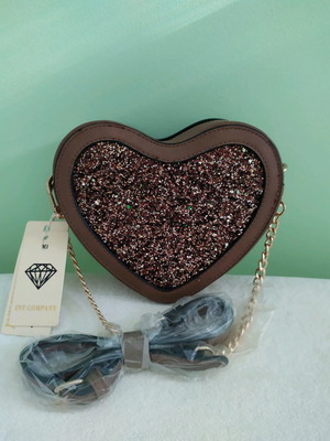 Heart-Shaped Bag new with brown strass crossbody