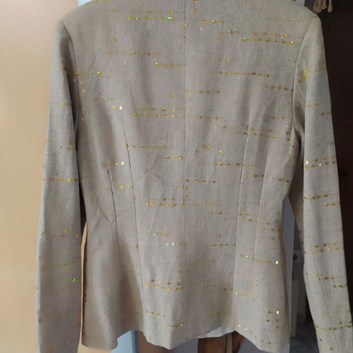 Luxury blazer Lehel by Edith Beni new, beige with sequins and fringes
