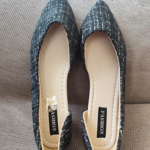 Ballerina shoes new tweed black with silver details size 39