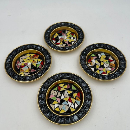 Mid-Century Modern decorative coasters set of 4 with mosaic