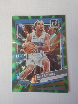 Κάρτα Cole Anthony Holo Green Laser καινούργια, 2023-24 Panini-Donruss